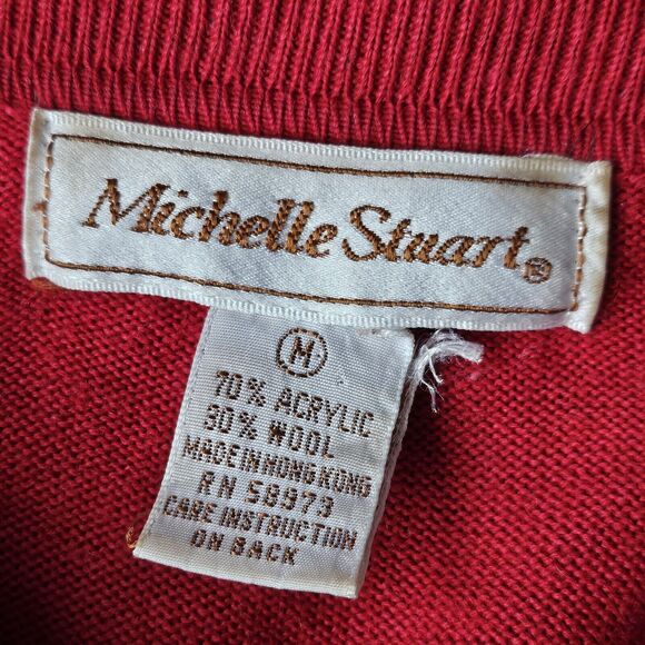 Vintage Michelle Stuart Women's Double Wool Blend Sweater Cardigan - Picture 5 of 6